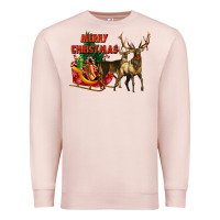 Pale Pink merry christmas two deers Premium Sweatshirt - LillyAllenDesigns