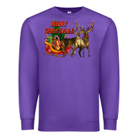 Purple merry christmas two deers Premium Sweatshirt - LillyAllenDesigns