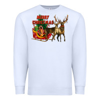 White merry christmas two deers Premium Sweatshirt - LillyAllenDesigns