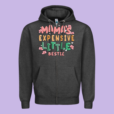 Mamas Expensive Little Bestie Zipper Hoodie Designed By Maliassmallbusiness