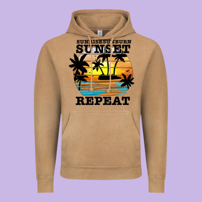 Sunrise Sunburn Sunset Repeat Vintage Hoodie Designed By Jahusdesignshop