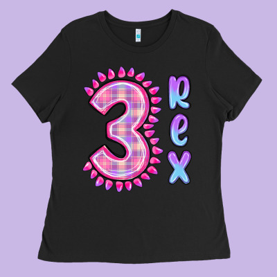 Ladies Tee 3 rex pink dinosaur