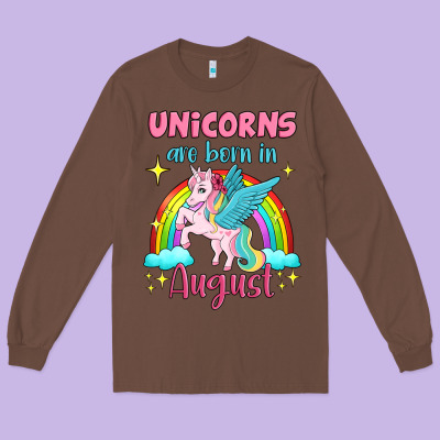 Unicorns Are Born In August Long Sleeve Tee Designed By Jasminsmagicworld