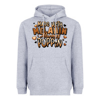 Heather Grey made with melanin always poppin' Heavyweight Hoodie - LillyAllenDesigns