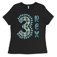 Black 3 rex green dinosaur Ladies Tee - MaliasSmallBusiness