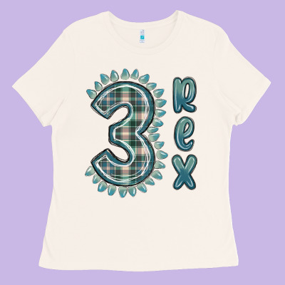 Ladies Tee 3 rex green dinosaur