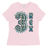 Bubblegum Pink 3 rex green dinosaur Ladies Tee - MaliasSmallBusiness