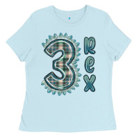 Baby Blue 3 rex green dinosaur Ladies Tee - MaliasSmallBusiness