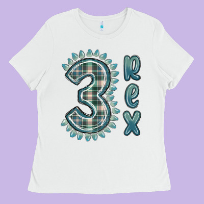 Ladies Tee 3 rex green dinosaur