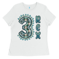White 3 rex green dinosaur Ladies Tee - MaliasSmallBusiness