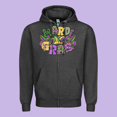 Mardi Gras Zipper Hoodie Designed By Maliassmallbusiness