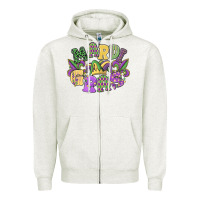 Oatmeal Heather mardi gras Zipper Hoodie - MaliasSmallBusiness