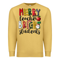 Antique Gold Merry Teacher Bright Students Christmas Premium Sweatshirt - LillyAllenDesigns