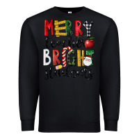 Black Merry Teacher Bright Students Christmas Premium Sweatshirt - LillyAllenDesigns