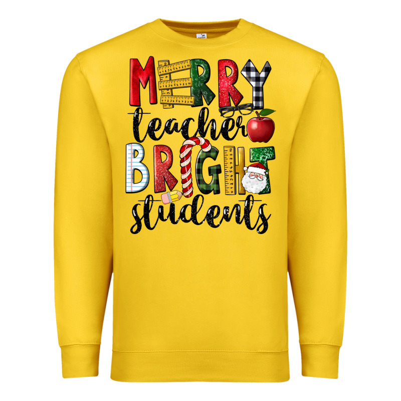 Merry Teacher Bright Students Christmas Premium Sweatshirt by LillyAllenDesigns | Teevron