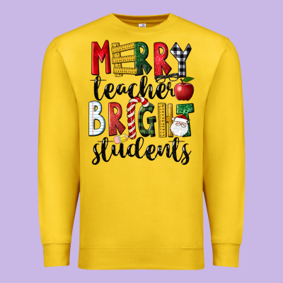 Merry Teacher Bright Students Christmas Premium Sweatshirt Designed By Lillyallendesigns