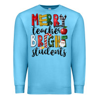Ocean Blue Merry Teacher Bright Students Christmas Premium Sweatshirt - LillyAllenDesigns
