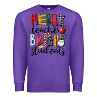 Purple Merry Teacher Bright Students Christmas Premium Sweatshirt - LillyAllenDesigns