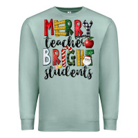 Seafoam Merry Teacher Bright Students Christmas Premium Sweatshirt - LillyAllenDesigns