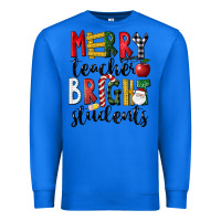 True Royal Merry Teacher Bright Students Christmas Premium Sweatshirt - LillyAllenDesigns