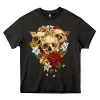 Asphalt Triangle Flower Skeletons Heavy Core Tee - RanaPortraitStore