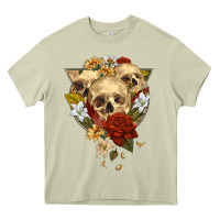 Mossy Triangle Flower Skeletons Heavy Core Tee - RanaPortraitStore