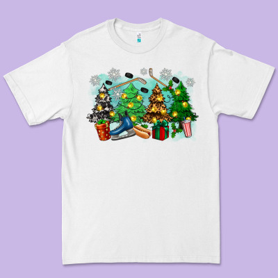 Christmas Trees With Hockey Premium Tee Designed By Zillion Design Studio