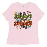 Bubblegum Pink be the reason someone smiles today Ladies Tee - MaliasSmallBusiness