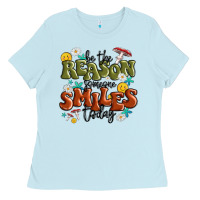 Baby Blue be the reason someone smiles today Ladies Tee - MaliasSmallBusiness
