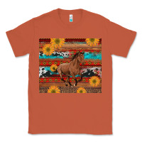 Copper western horse and sunflowers cowhide leopard with aztec Classic Tee - Artiststas
