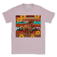 Lilac western horse and sunflowers cowhide leopard with aztec Classic Tee - Artiststas