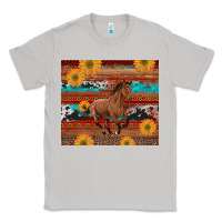 Moon Dust western horse and sunflowers cowhide leopard with aztec Classic Tee - Artiststas