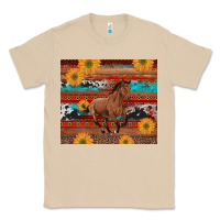 Mushroom western horse and sunflowers cowhide leopard with aztec Classic Tee - Artiststas