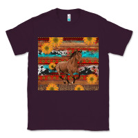 Plum western horse and sunflowers cowhide leopard with aztec Classic Tee - Artiststas