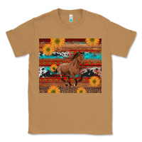 Toasted Coconut western horse and sunflowers cowhide leopard with aztec Classic Tee - Artiststas