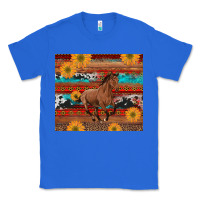True Royal western horse and sunflowers cowhide leopard with aztec Classic Tee - Artiststas