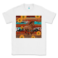 White western horse and sunflowers cowhide leopard with aztec Classic Tee - Artiststas