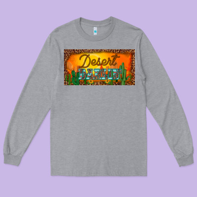 Western Desert Darlin Sunset Cactus Leopard Serape   License Plate Tem Long Sleeve Tee Designed By Barkaloodesign