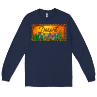 Navy western desert darlin sunset cactus leopard serape   license plate tem Long Sleeve Tee - BarkalooDesign