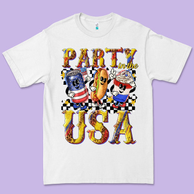 Premium Tee party in the usa with leopard