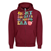 Burgundy in my 100 days of school era Zipper Hoodie - MaliasSmallBusiness