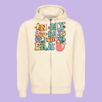 In My 100 Days Of School Era Zipper Hoodie Designed By Maliassmallbusiness