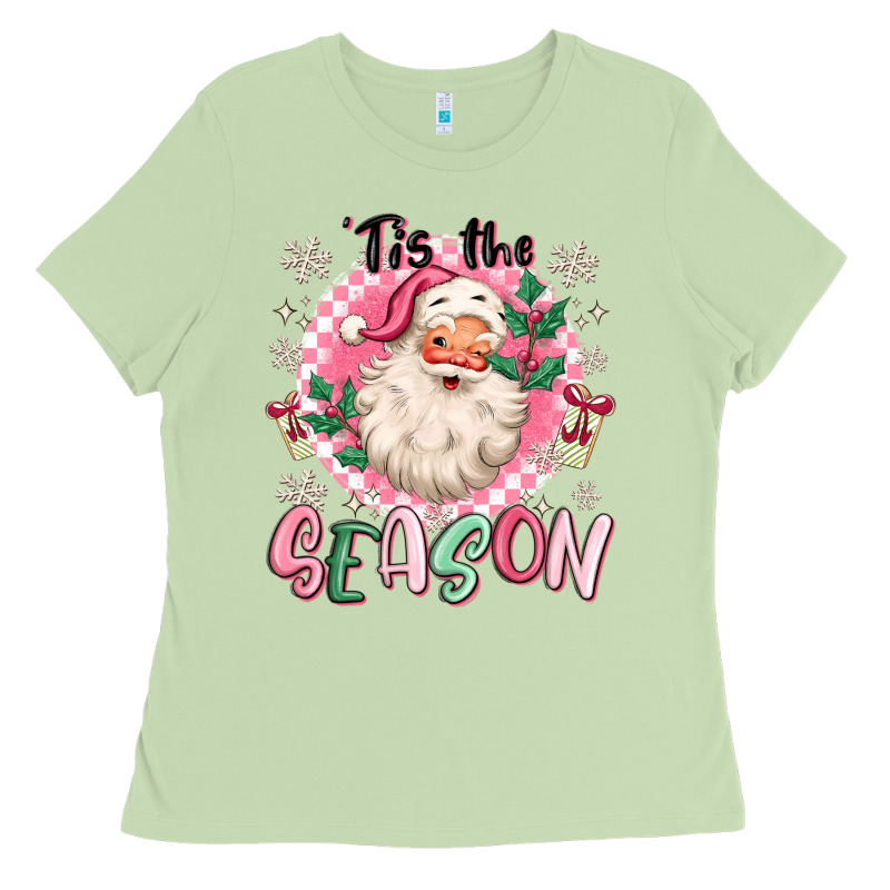 Pink Santa 'tis The Season Ladies Tee by MaliasSmallBusiness | Teevron