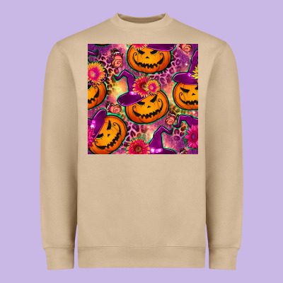 Halloween Witchy Pumpkin Seamless Pattern Heavyweight Sweatshirt Designed By Bundleandbundleshop