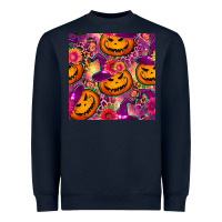 Navy halloween witchy pumpkin seamless pattern Heavyweight Sweatshirt - BundleAndBundleShop