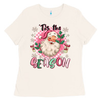 Bone pink santa 'tis the season Ladies Tee - MaliasSmallBusiness