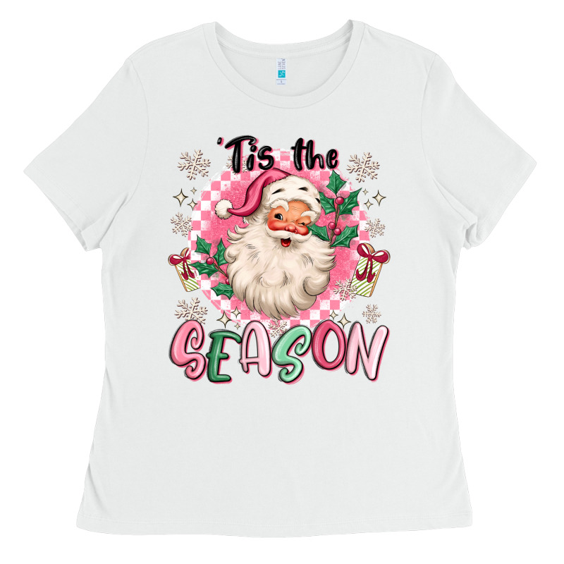 Pink Santa 'tis The Season Ladies Tee by MaliasSmallBusiness | Teevron