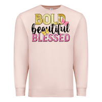 Pale Pink bold beautiful blessed Premium Sweatshirt - LillyAllenDesigns