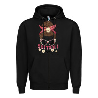 Black softball mom Zipper Hoodie - MaliasSmallBusiness