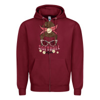 Burgundy softball mom Zipper Hoodie - MaliasSmallBusiness